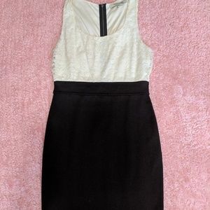 Forever 21/midi black and creme skin tight dress